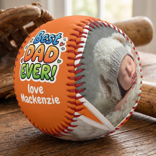 3 Photo and Text Personalised Best Dad Ever Baseball (3 Photo and Text Personalized Best Dad Ever Baseball
by Ricaso . Father's day gift ideas from child.)