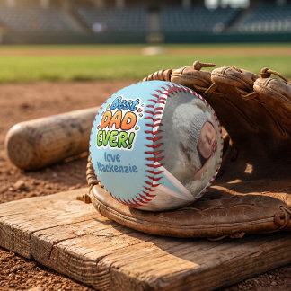3 Photo and Text Personalised Best Dad Ever Baseball