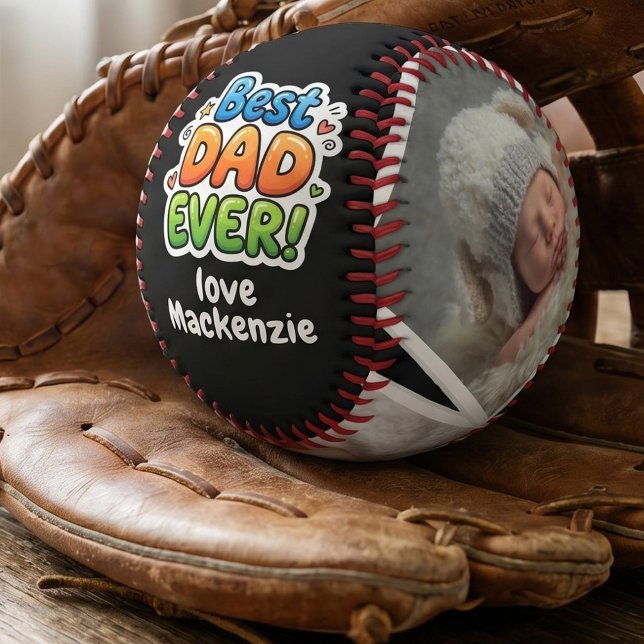3 Photo and Text Personalised Best Dad Ever Baseball (3 Photo and Text Personalized Best Dad Ever Baseball
by Ricaso . Father's day gift ideas from child.)