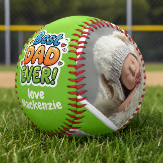 3 Photo and Text Personalised Best Dad Ever Softball