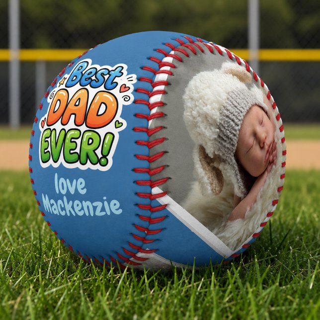 3 Photo and Text Personalised Best Dad Ever Softball (3 Photo and Text Personalized Best Dad Ever Softball
by Ricaso . Father's day gift ideas from child.)
