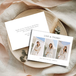 3 Photo Any Event Love & Thanks Bridal Shower Thank You Card