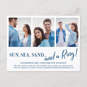 3 Photo Beach Engagement Announcement Postcard