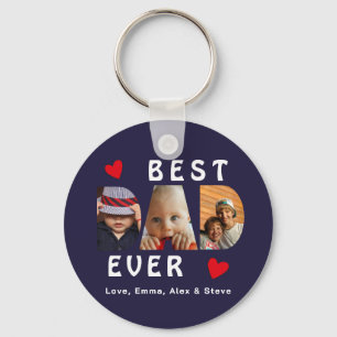 3 Photo Best Dad Ever Collage Custom Key Ring