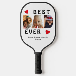 3 Photo Best Dad Ever Collage Custom  Pickleball Paddle