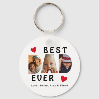 3 Photo Best Dad Ever Collage Personalised Key Ring