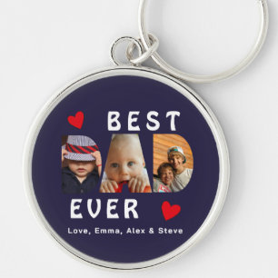 3 Photo Best Dad Ever Cute Collage Custom Key Ring