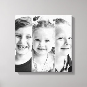 3 Photo Black and White Stretched Canvas Print