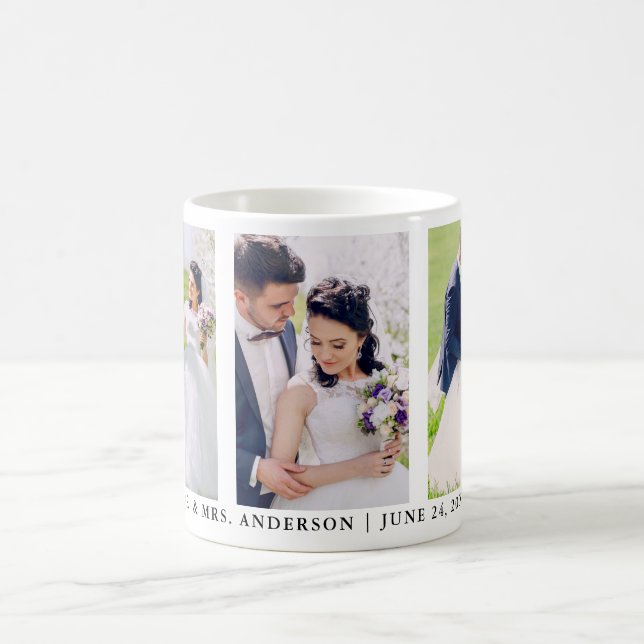 3 Photo Bride and Groom Mr. and Mrs. Wedding Coffee Mug (Center)
