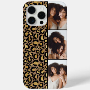 3 Photo Brown And Gold Leopard Print iPhone 15 Pro Max Case