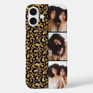 3 Photo Brown And Gold Leopard Print iPhone 16 Plus Case
