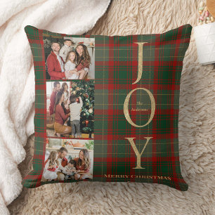 3 Photo Buffalo Plaid Christmas  Cushion