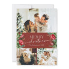 3 Photo Burgundy Red Elegant Merry Christmas