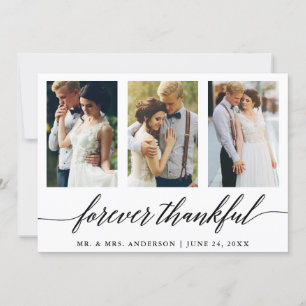 3 Photo Calligraphy Forever Thankful Wedding Thank You Card