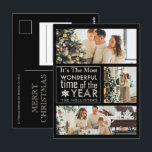 3 Photo Chalkboard Calligraphy Holiday Christmas  Postcard<br><div class="desc">Send holiday greetings to family and friends with this Christmas postcard featuring 3 of your photos and the text "It's the Most wonderful time of the year" on the front and your custom note on the back. Or, personalise it further by deleting the typed note on the back and handwrite...</div>