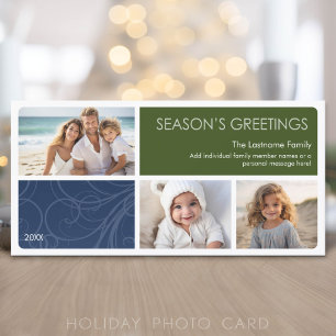 3 Photo - Christmas and White Borders Holiday Card