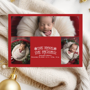 3 Photo Christmas Birth Announcement