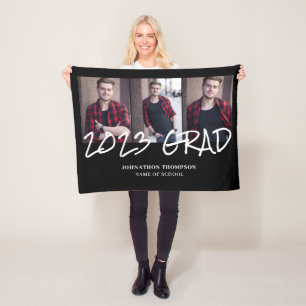 3 Photo Collage 2023 Graduation  Fleece Blanket