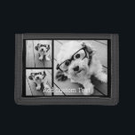 3 Photo Collage 2 Lines of Text -- CAN Edit Black Trifold Wallet<br><div class="desc">A fun way to capture memories and share them with friends. Add 3 photos and your favourite caption to make a cool gift for friends.</div>