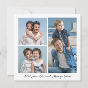 3 Photo Collage Add Your Own Greeting Flat Card