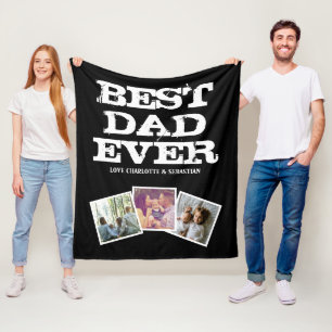 3 Photo Collage Best Dad Ever Personalised Fleece Blanket