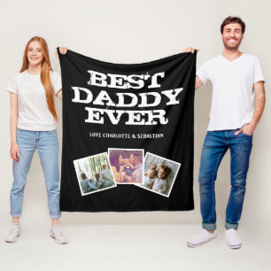 3 Photo Collage Best Daddy Ever Personalised Fleece Blanket