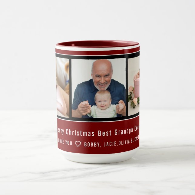 3 Photo Collage Best Grandpa Ever Personalized Mug (Center)