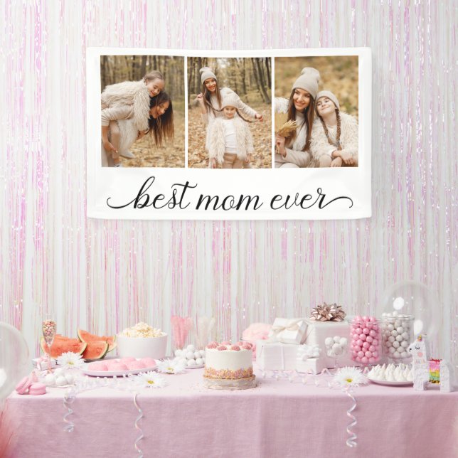 3 Photo Collage Best Mum Ever Banner (Party)