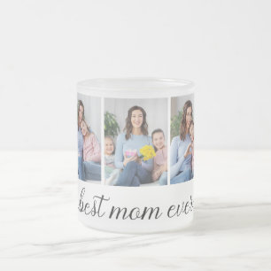 3 Photo Collage Best Mum Ever Frosted Glass Coffee Mug