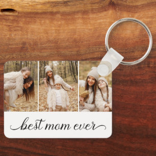 3 Photo Collage Best Mum Ever Key Ring