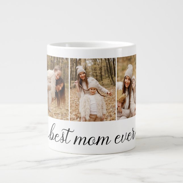 3 Photo Collage Best Mum Ever Large Coffee Mug (Front)