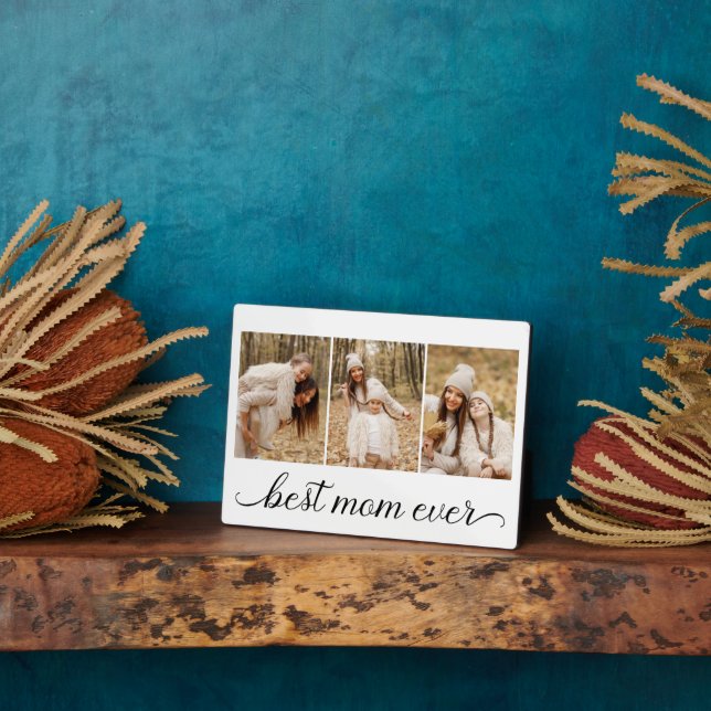 3 Photo Collage Best Mum Ever Plaque (Side)