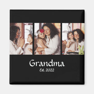 3 Photo Collage Black White Grandma Established Magnet