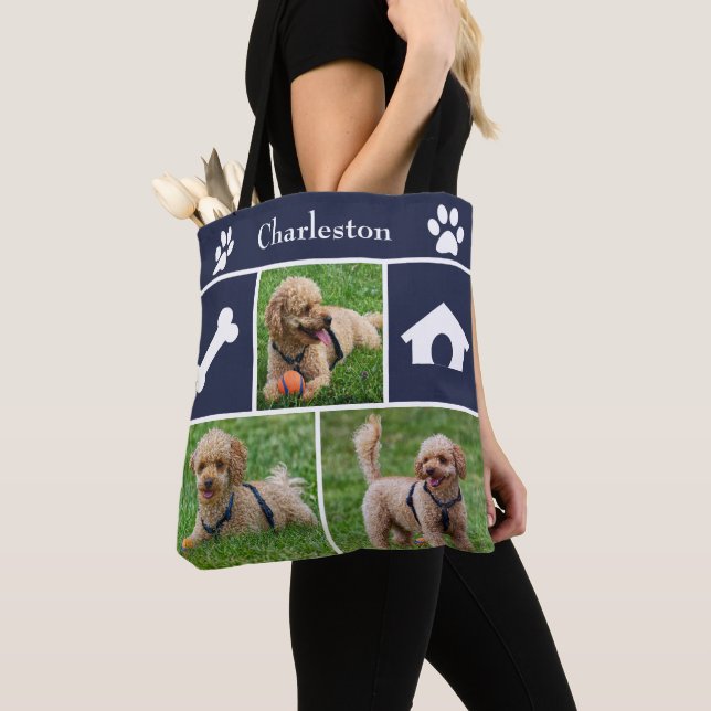 3 Photo Collage Canine Tote Bag (Close Up)