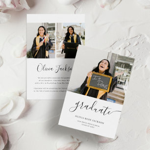 3 Photo Collage Casual Budget Graduation Announcement