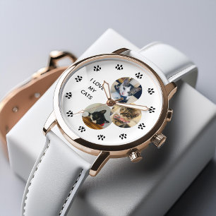 3-Photo Collage Cat Lover Personalised Watch