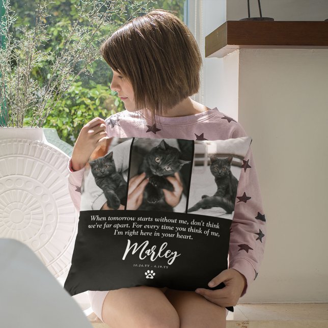 3 Photo Collage Cat Pet Loss Memorial Cushion (Creator Uploaded)