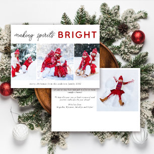 3 Photo Collage Christmas Card   Spirits Bright