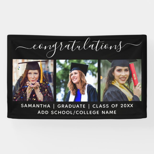 3 Photo Collage Class Of 2022 Grad Congratulations Banner (Horizontal)