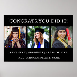 3 Photo Collage Congrats Graduate 2026 Graduation  Poster