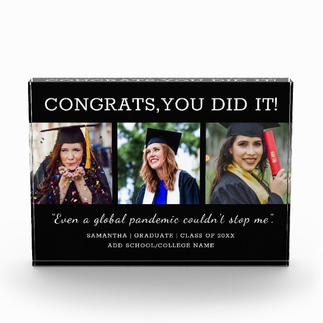 3 Photo Collage Congrats Pandemic Graduate 2022 Block (Front)