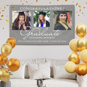 3 Photo Collage Congratulations 2026 Graduate Grey Banner