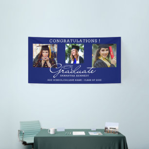 3 Photo Collage Congratulations Graduate 2024 Blue Banner