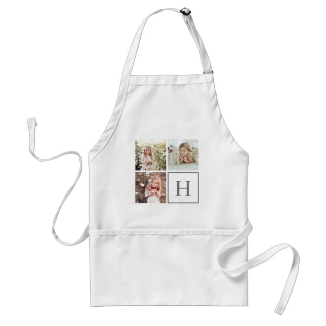 3 Photo Collage Custom Monogram Kitchen Adult Apro Standard Apron (Front)