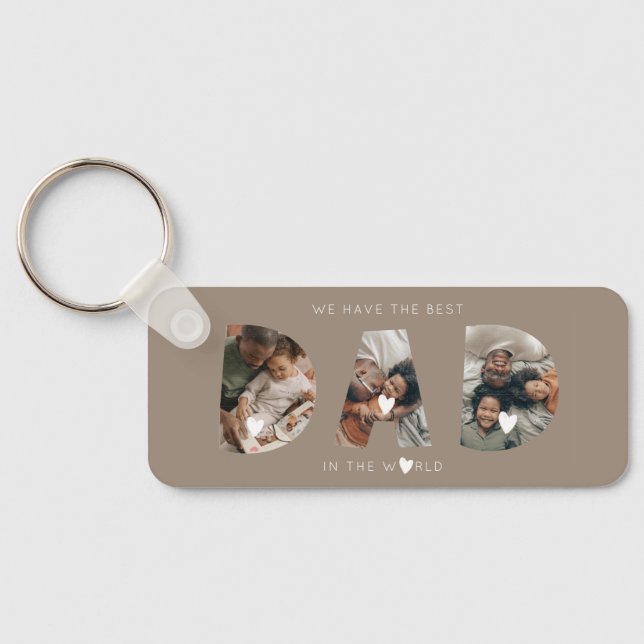 3 photo collage dad key ring (Back)
