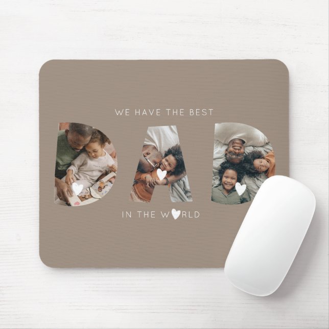 3 photo collage dad mouse mat (With Mouse)