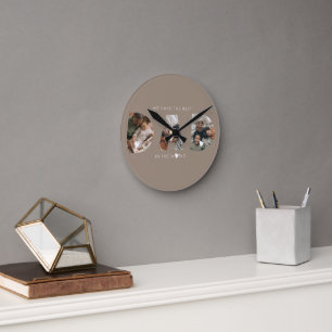 3 photo collage dad round clock