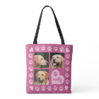 3 Photo Collage Dog Name Pink Heart