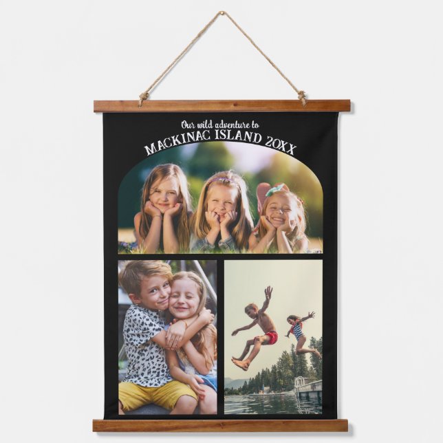 3 Photo Collage | Family Vacation or Reunion Album Hanging Tapestry (Front)