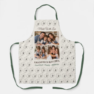 3 Photo Collage Floral Grandma's Kitchen Apron